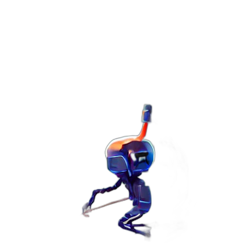 robot, creature, staff, weapon transparent PNG cut-out