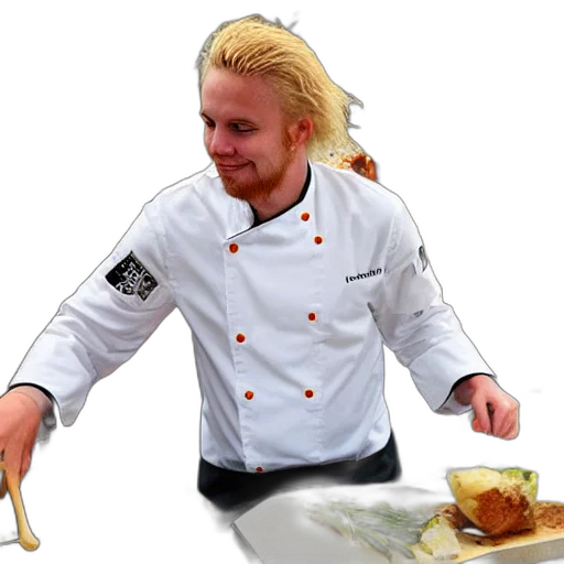 food, staff, jacket, photorealistic transparent PNG cut-out