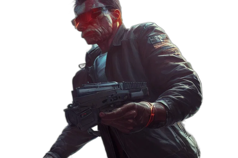weapon, jacket, face, mask transparent PNG cut-out