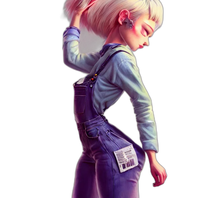 jacket, robot, hair, staff transparent PNG cut-out