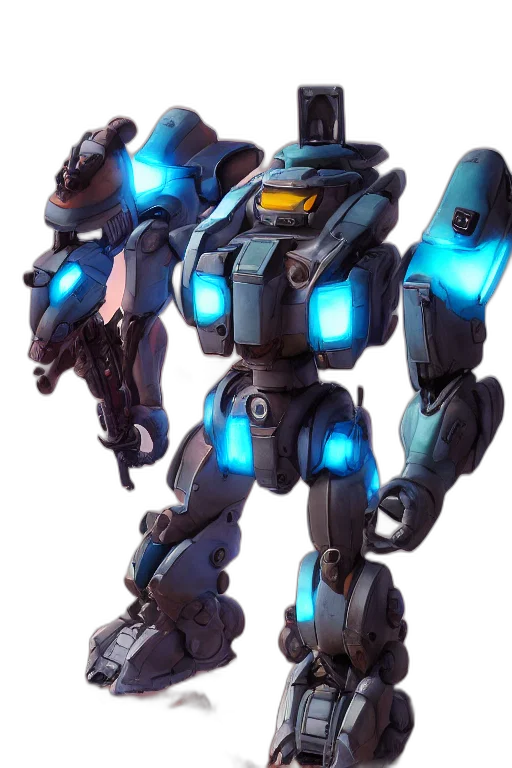 robot, weapon, concept art, 3d render transparent PNG cut-out