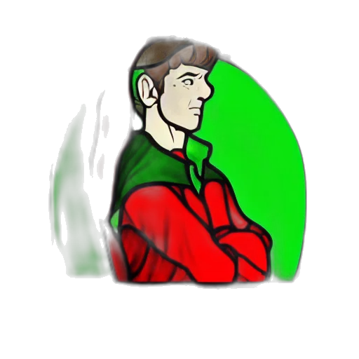 jacket, staff, face, pixel art transparent PNG cut-out