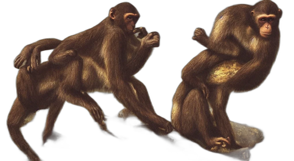 concept art, photorealistic, monkey, sitting transparent PNG cut-out