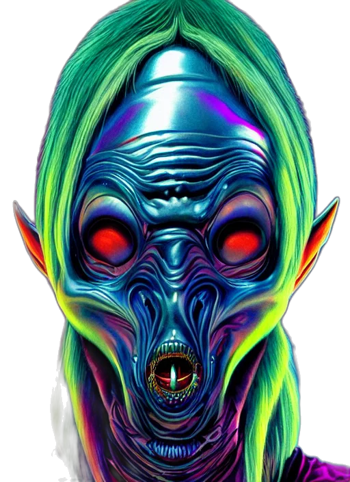 mask, face, creature, cyberpunk transparent PNG cut-out