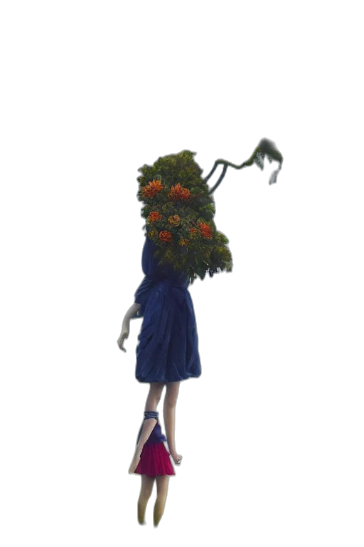 dress, creature, tree, mask transparent PNG cut-out