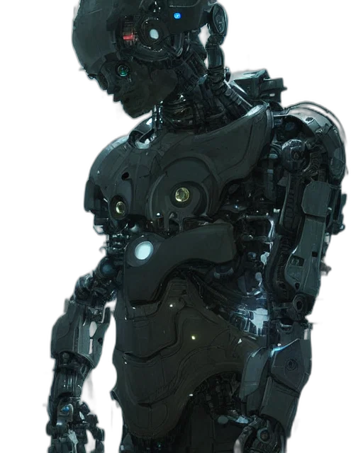 robot, cyberpunk, concept art, 3d render transparent PNG cut-out