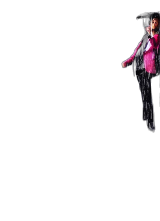 jacket, umbrella, staff, robot transparent PNG cut-out