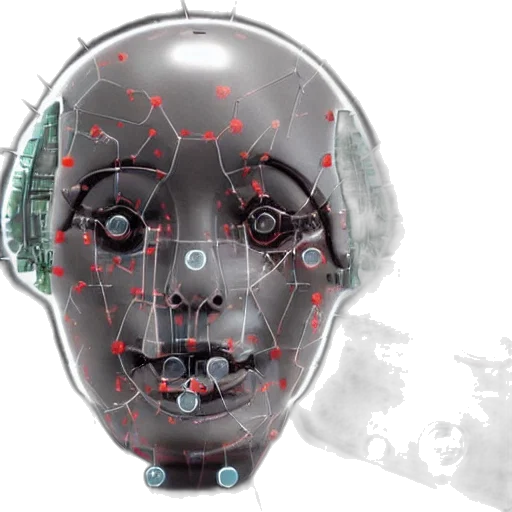 robot, face, cyberpunk, inevitable transparent PNG cut-out