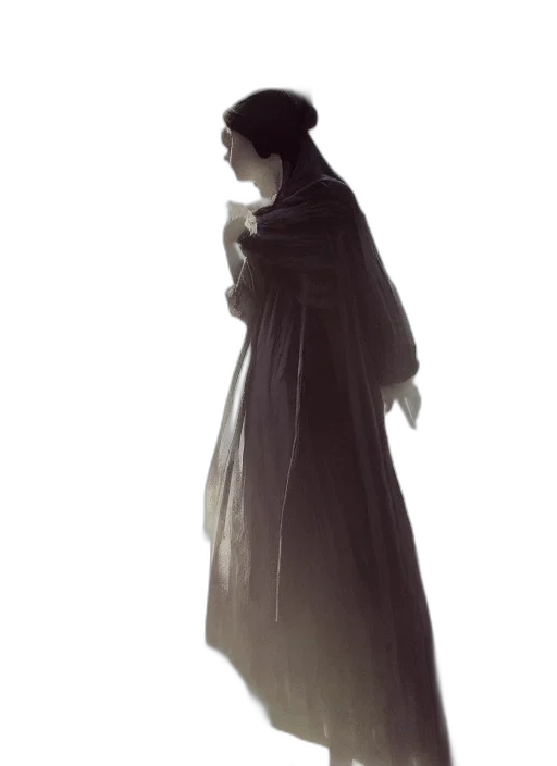 dress, jacket, staff, creature transparent PNG cut-out