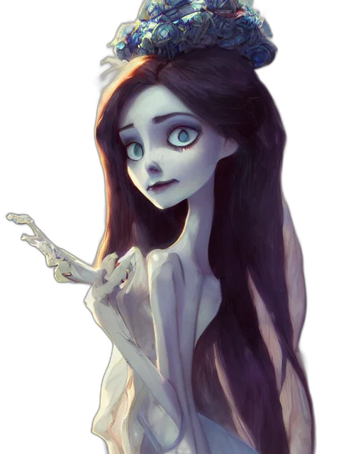 dress, crown, face, creature transparent PNG cut-out