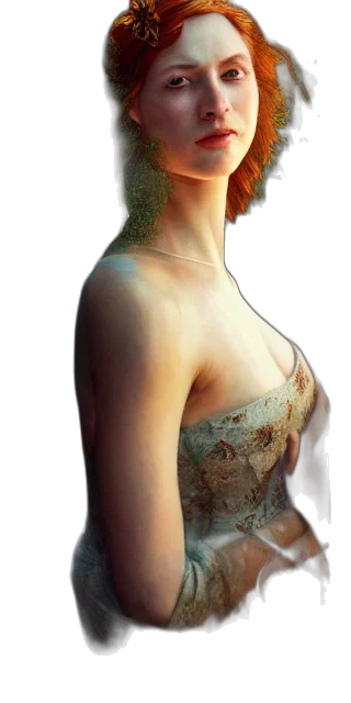 dress, face, staff, jewelry transparent PNG cut-out