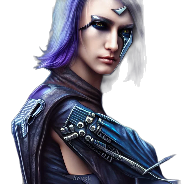 face, robot, fantasy art, cyberpunk transparent PNG cut-out