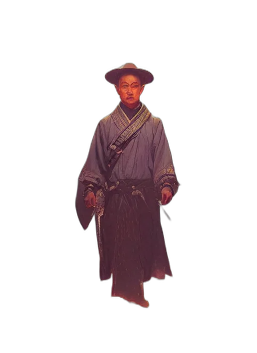 staff, jacket, sword, hat transparent PNG cut-out