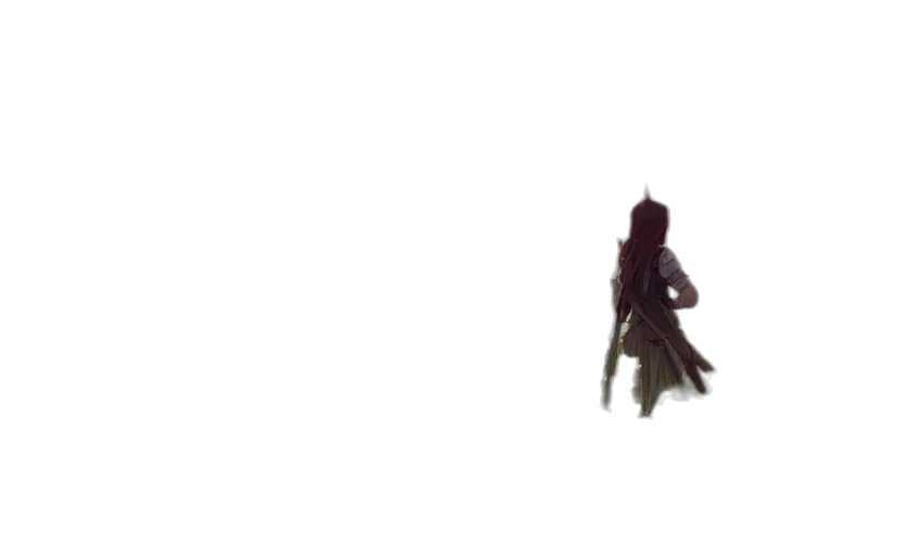 hair, dress, creature, weapon transparent PNG cut-out