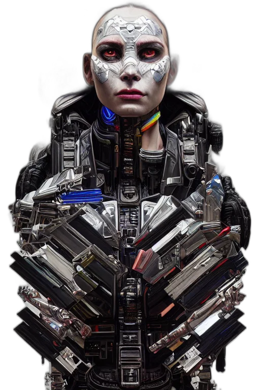 robot, face, weapon, jacket transparent PNG cut-out