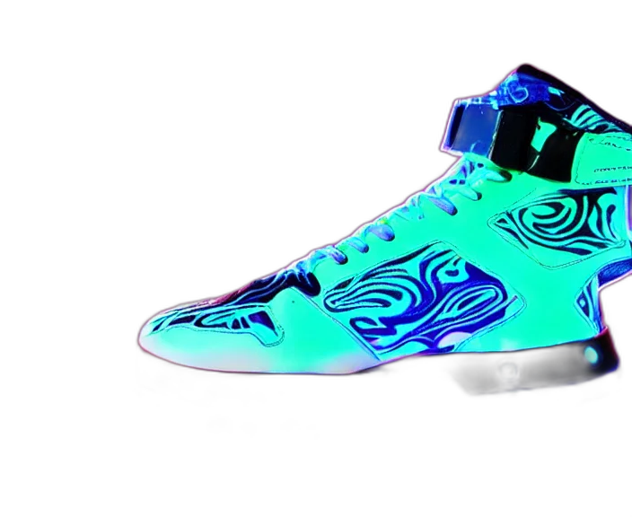 shoes, vaporwave, 3d render, cyberpunk transparent PNG cut-out