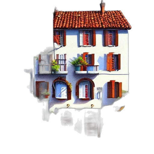 building, furniture, umbrella, 3d render transparent PNG cut-out
