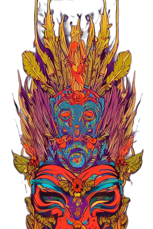 crown, mask, face, staff transparent PNG cut-out
