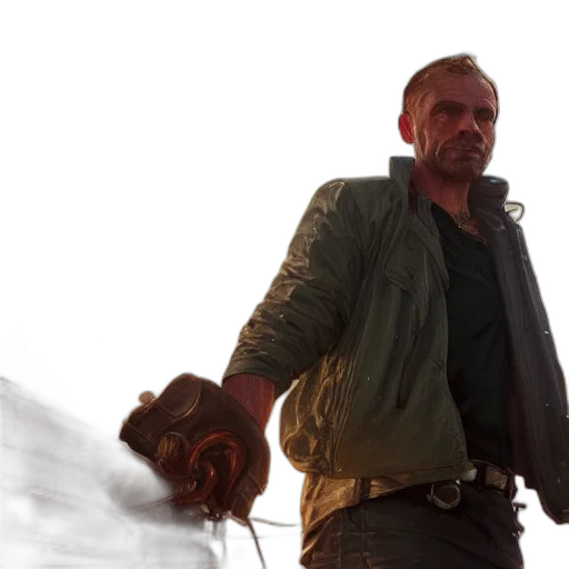 jacket, weapon, concept art, comic book art transparent PNG cut-out