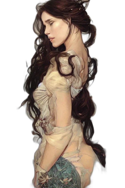 dress, hair, face, staff transparent PNG cut-out