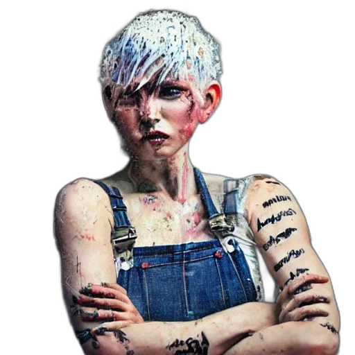face, hair, cyberpunk, photorealistic transparent PNG cut-out