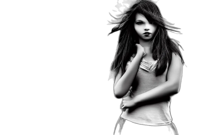 hair, dress, photorealistic, pencil sketch transparent PNG cut-out