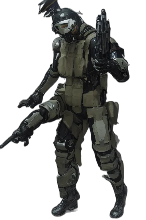 robot, weapon, concept art, 3d render transparent PNG cut-out