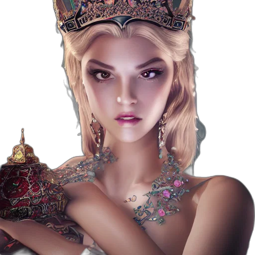 crown, jewelry, face, fantasy art transparent PNG cut-out
