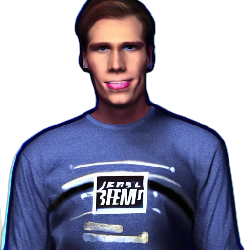 face, jacket, 3d render, vaporwave transparent PNG cut-out