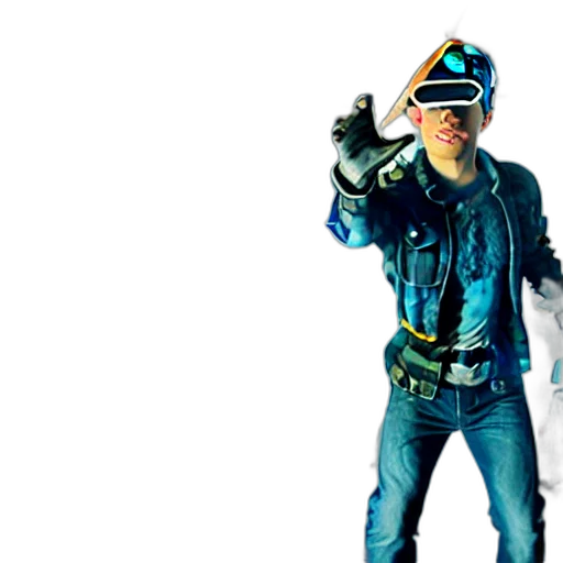 robot, staff, jacket, weapon transparent PNG cut-out