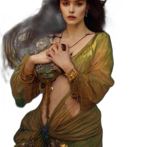 jewelry, dress, dragon, staff transparent PNG cut-out