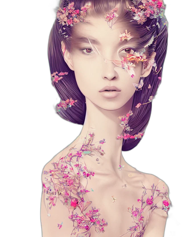 face, mask, flower, jewelry transparent PNG cut-out