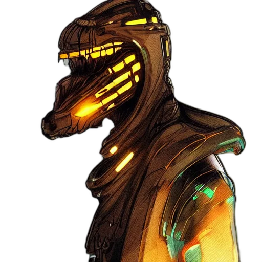 mask, dragon, robot, staff transparent PNG cut-out