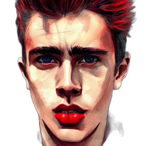 face, jacket, comic book art, photorealistic transparent PNG cut-out