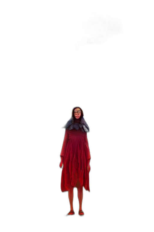 dress, creature, jacket, staff transparent PNG cut-out