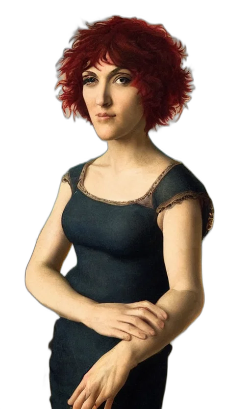 dress, hair, jewelry, staff transparent PNG cut-out