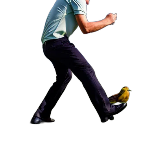 man, golfing, pointing, bird transparent PNG cut-out