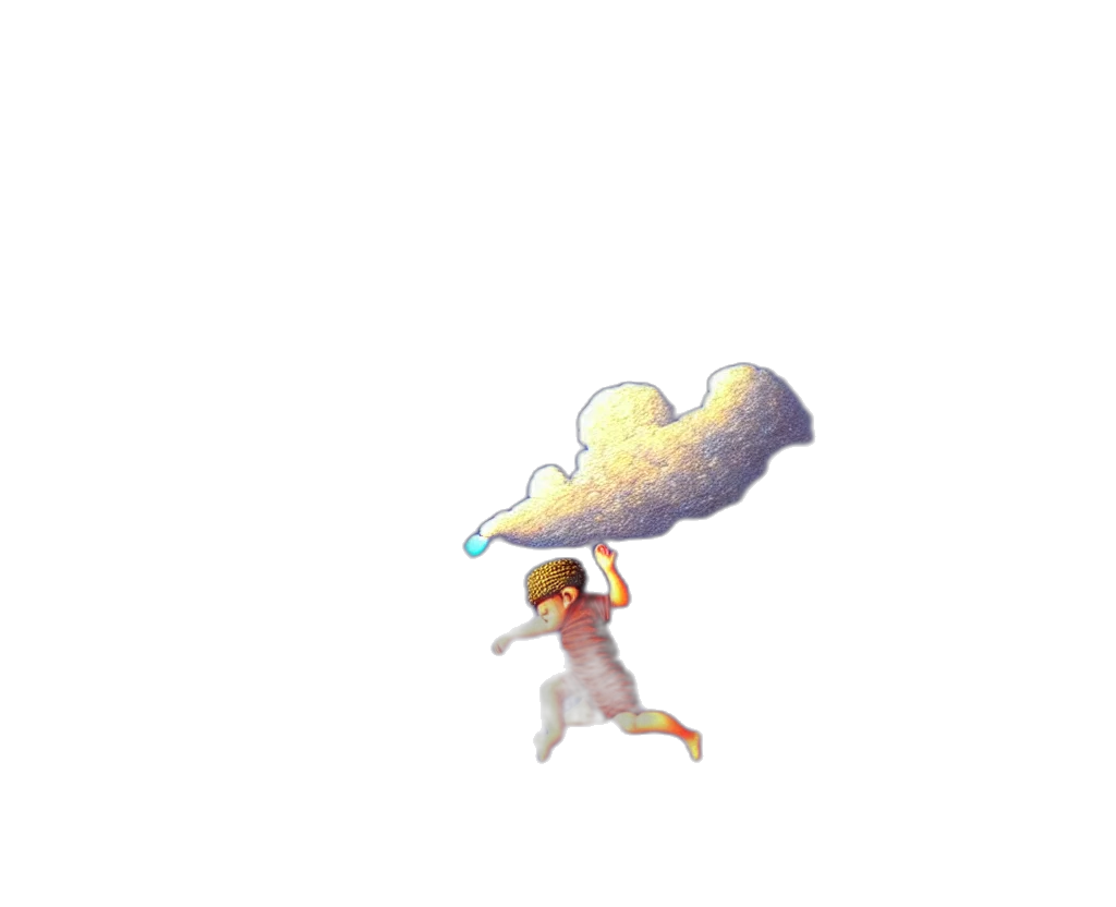 umbrella, staff, pixel art, vaporwave transparent PNG cut-out