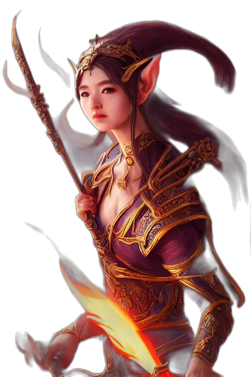 dragon, staff, sword, fantasy art transparent PNG cut-out