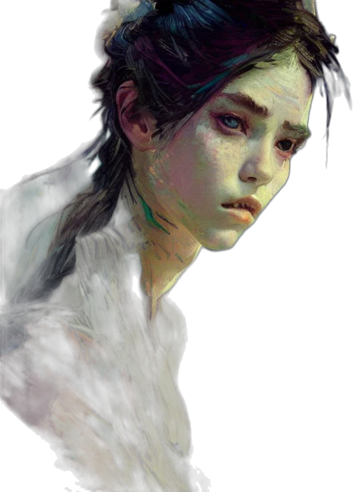 face, creature, photorealistic, oil painting transparent PNG cut-out