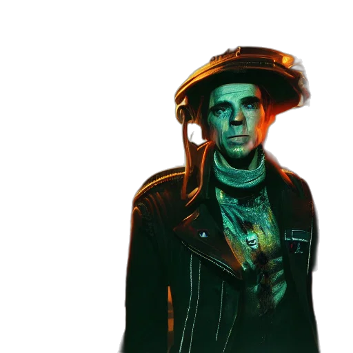 jacket, hat, robot, cyberpunk transparent PNG cut-out