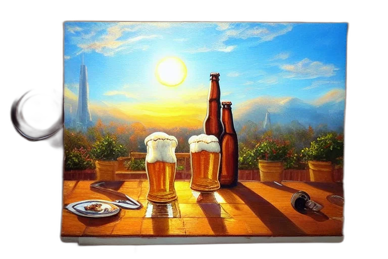 bottle, food, oil painting, photorealistic transparent PNG cut-out