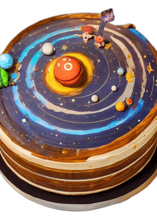 food, 3d render, outer space, cake transparent PNG cut-out