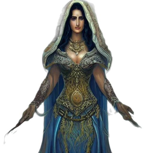 dress, sword, jewelry, staff transparent PNG cut-out