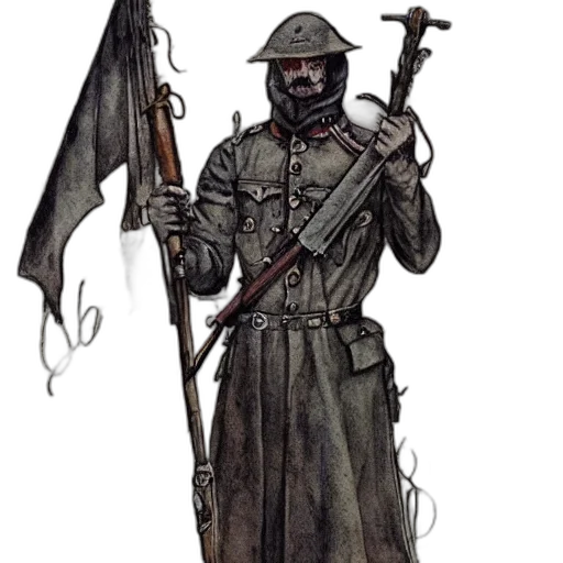 weapon, staff, jacket, mask transparent PNG cut-out