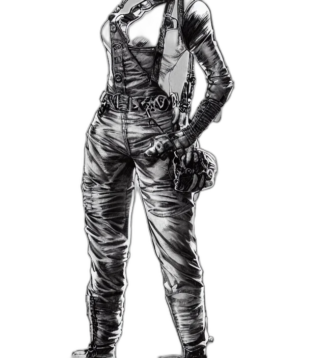 jacket, staff, robot, comic book art transparent PNG cut-out
