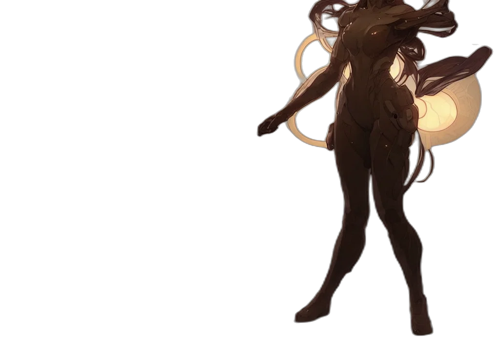 staff, hair, creature, dress transparent PNG cut-out