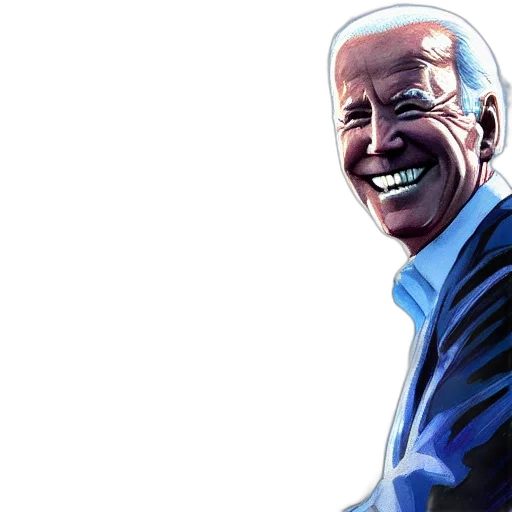comic book art, joe, biden, smiling transparent PNG cut-out