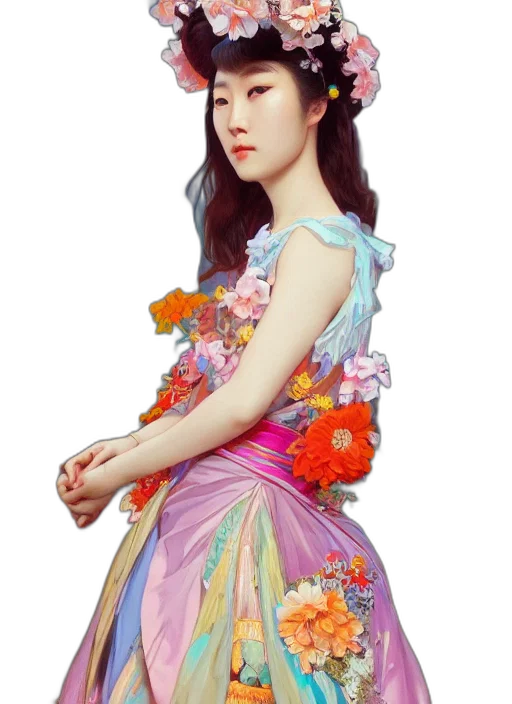 dress, photorealistic, oil painting, fantasy art transparent PNG cut-out