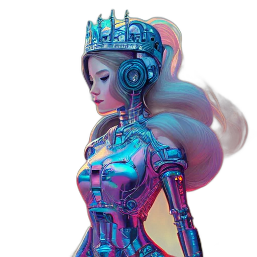 robot, crown, dress, concept art transparent PNG cut-out